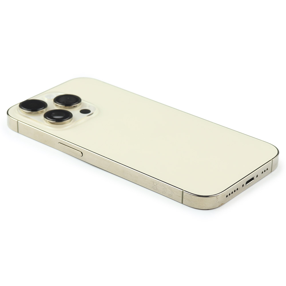 Rear Housing with small parts For iPhone 14 Pro Gold Pulled