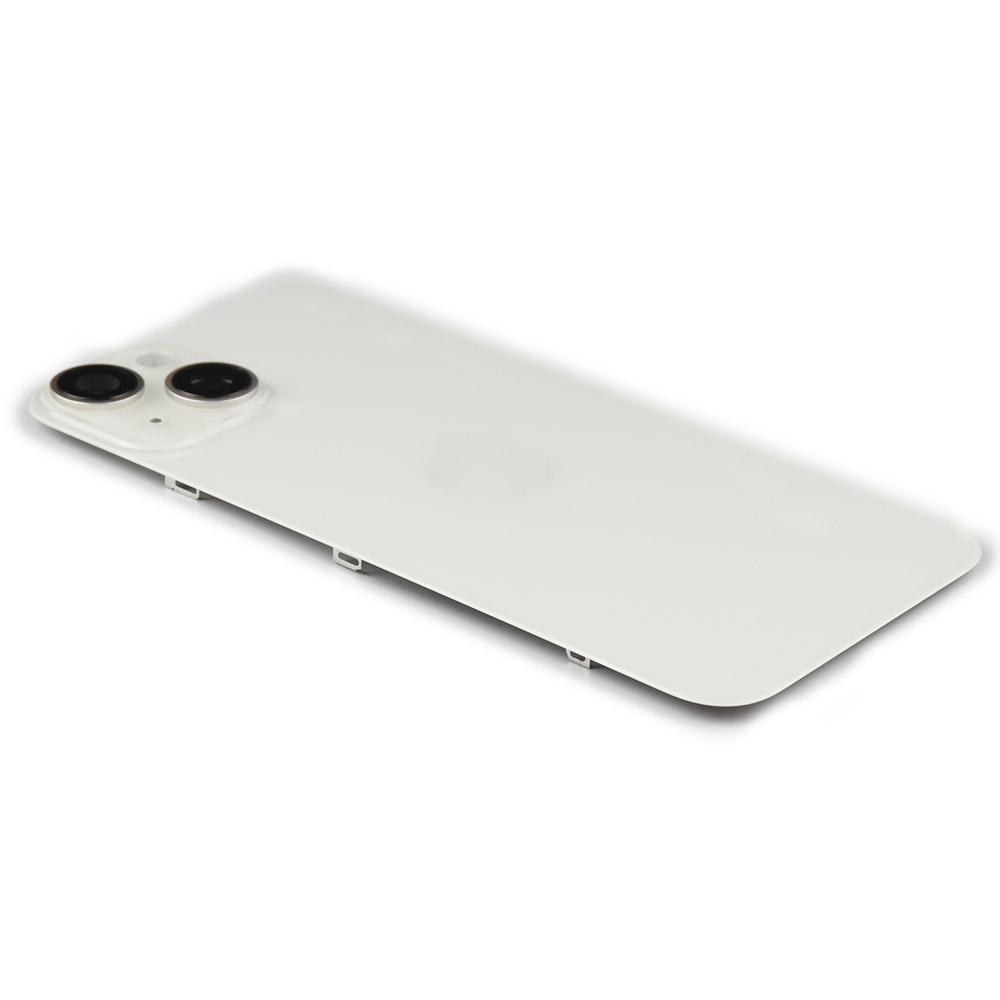 Back Cover incl. Camera lens, Flash Light and Wireless Charging For iPhone 14 White Pulled
