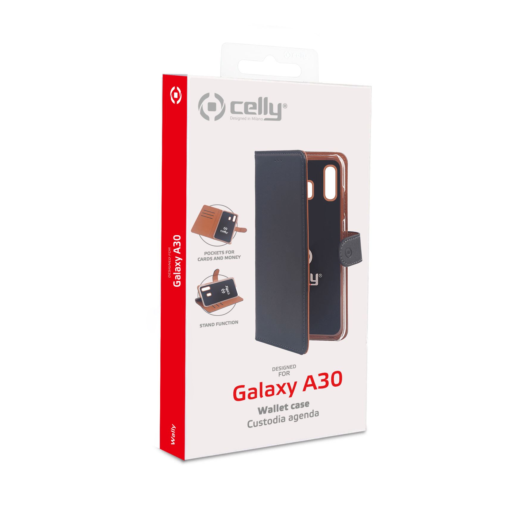 Celly Wally Bookcase For Samsung Galaxy A30 Black