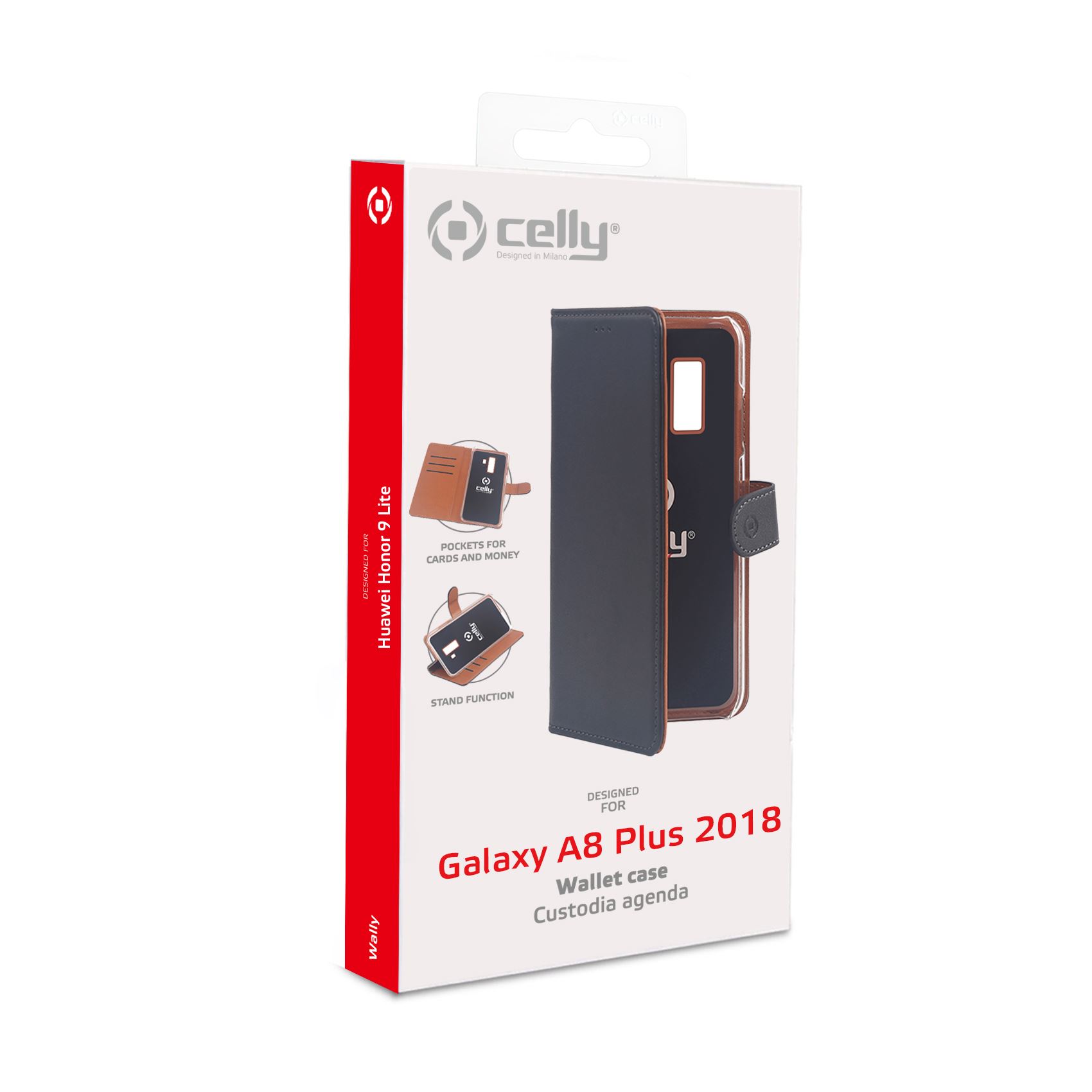 Celly Wally Bookcase For Samsung Galaxy A8 Plus 2018 Black