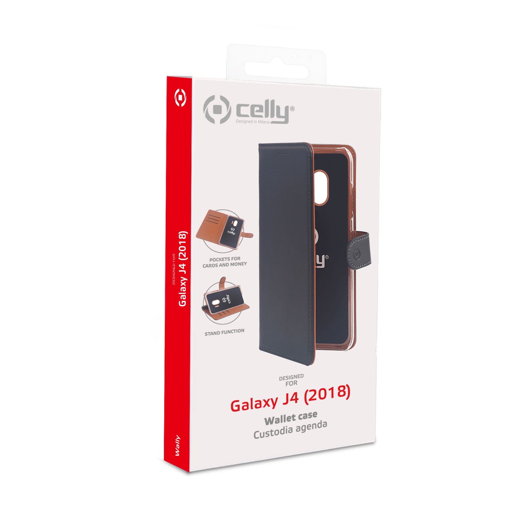 Celly Wally Bookcase For Samsung Galaxy J4 2018 Black