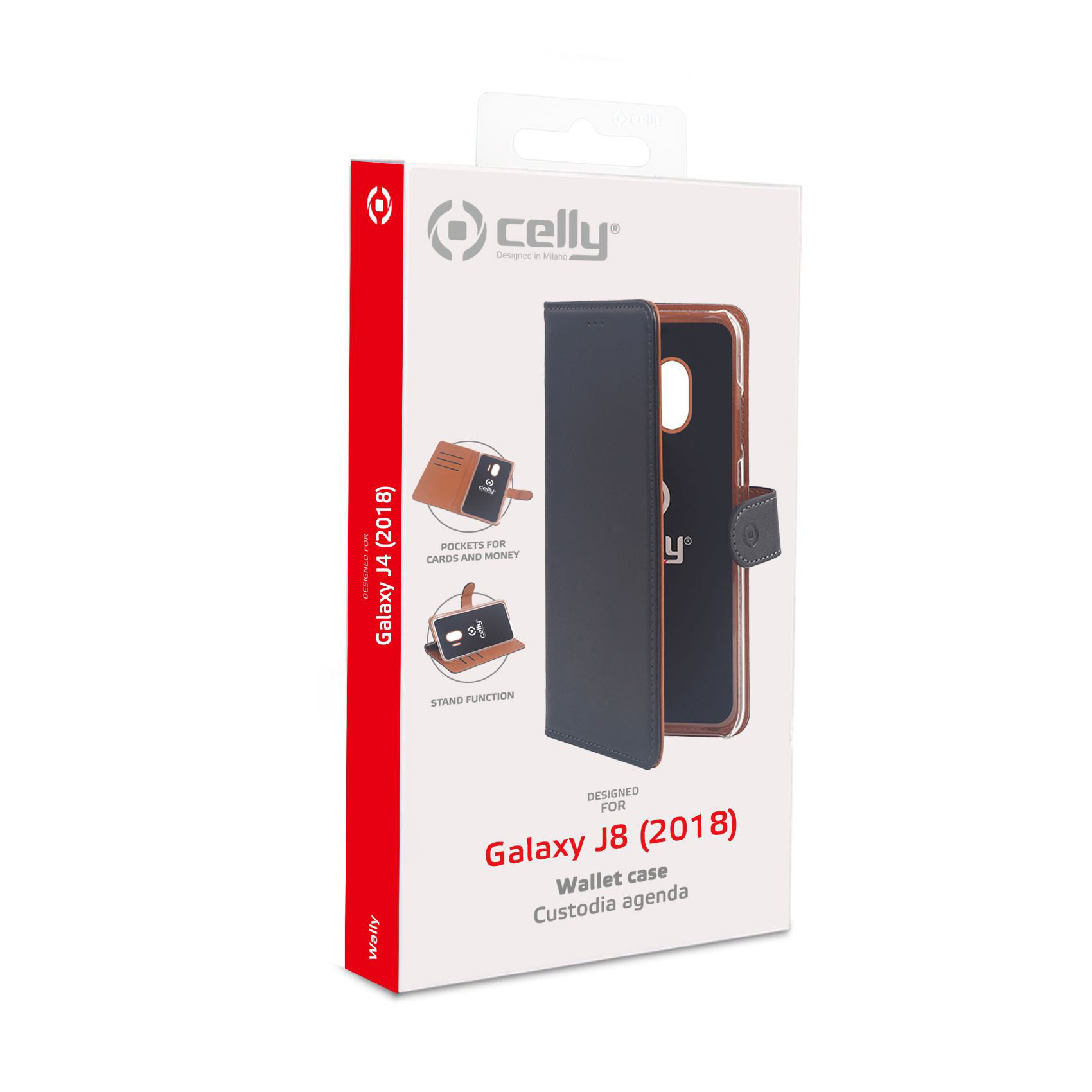 Celly Wally Bookcase For Samsung Galaxy J8 2018 Black
