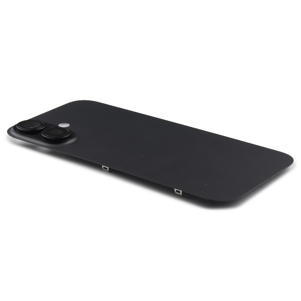 Back Cover incl. Camera lens, Flash Light and Wireless Charging For iPhone 16 Black Pulled