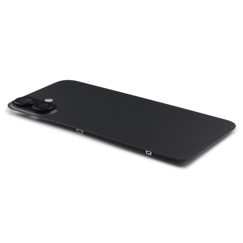 Back Cover incl. Camera lens, Flash Light and Wireless Charging For iPhone 16 Plus Black Pulled