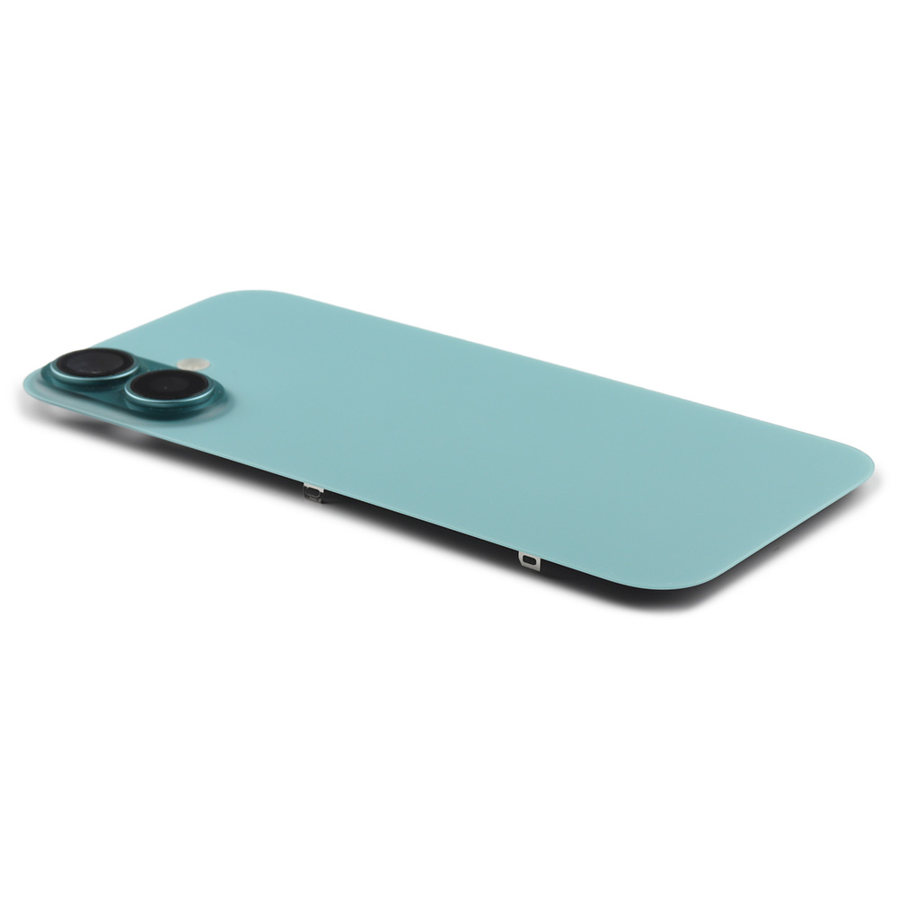 Back Cover incl. Camera lens, Flash Light and Wireless Charging For iPhone 16 Teal Pulled