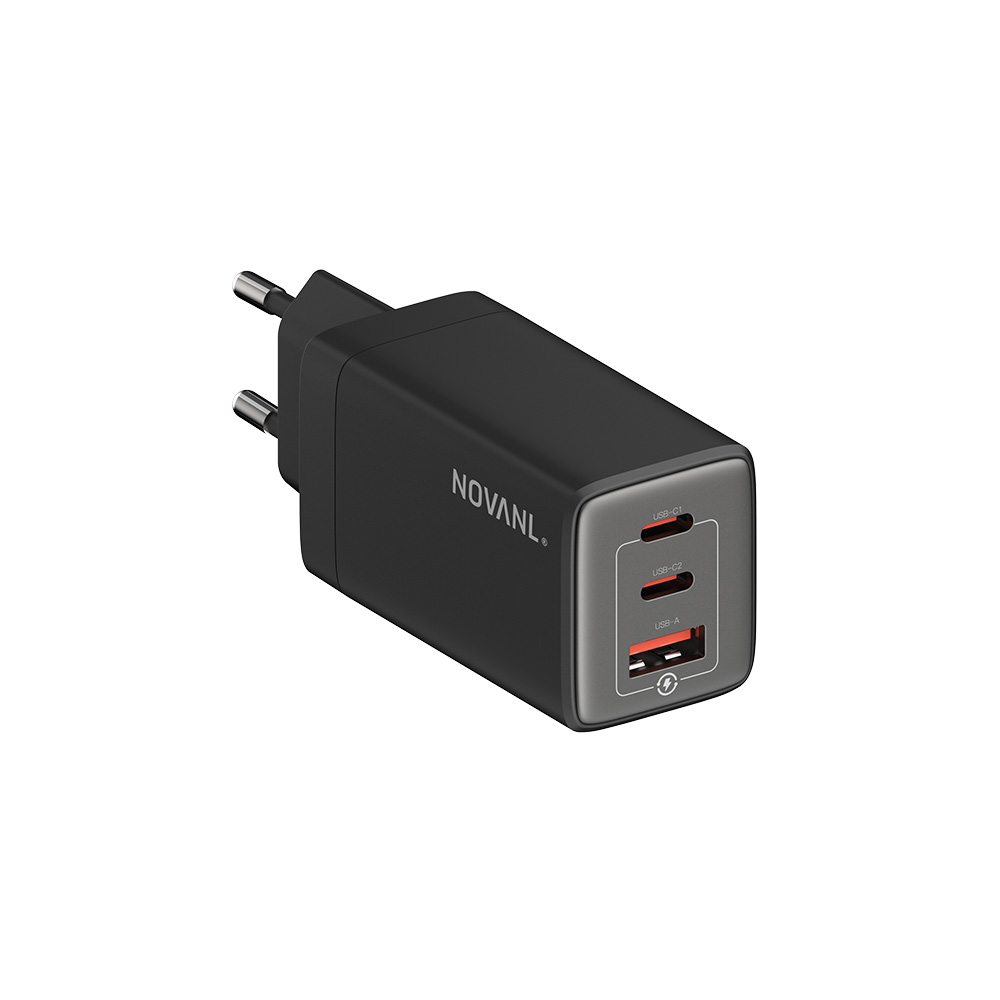 NOVANL ProCharge 65W Triple Port (2x USB-C & USB-A) Black