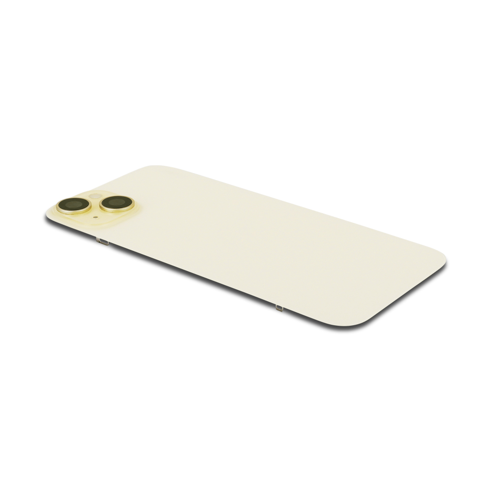 Back Cover incl. Camera lens, Flash Light and Wireless Charging For iPhone 15 Plus Yellow Titanium Pulled C