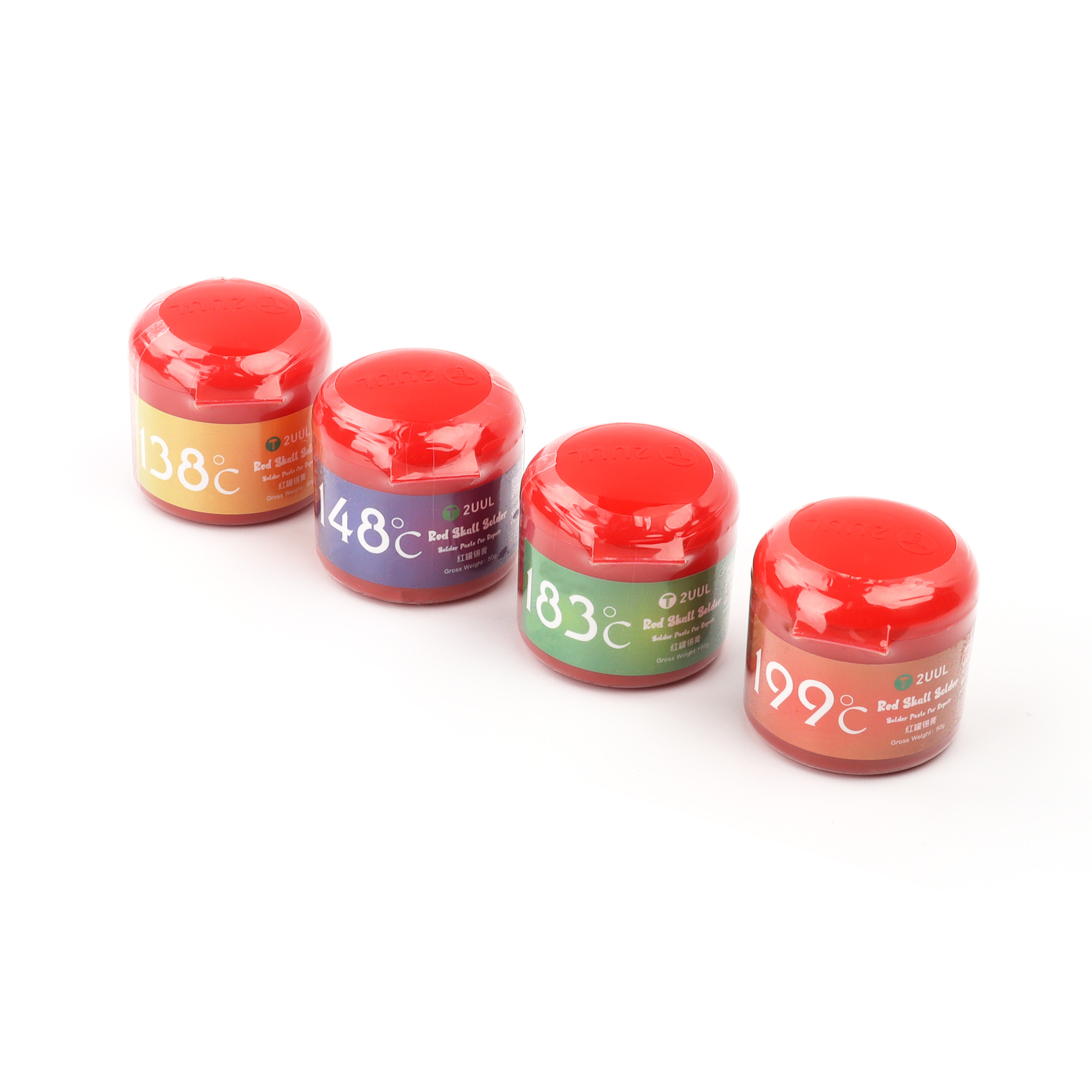 2UUL Red Skull Solder Paste Set for Repair (138, 148, 183, 199℃)